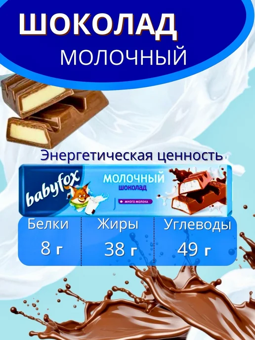 Babyfox Шоколадные батончики Baby Fox молочный 5 штук, 5, фото 2