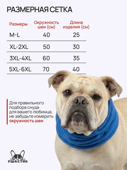 УШАСТИК Снуд для собак, синий, фото 4