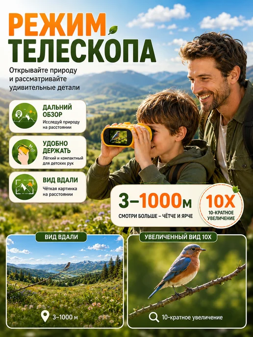 1000X Ручной микроскоп для детей, желтый, фото 6