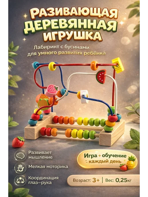 fioleta Деревянная развивающая игрушка-лабиринт, зеленый