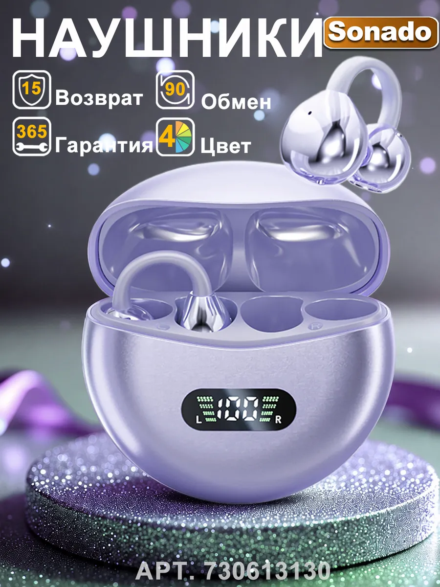 Наушники клипсы беспроводные, подходящие для занятий спортом