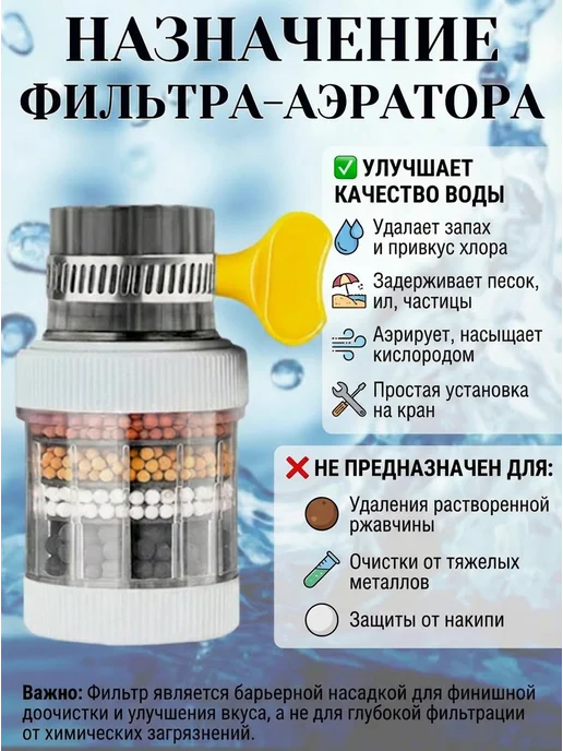 Насадка на кран, фильтр-аэратор, белый, фото 4