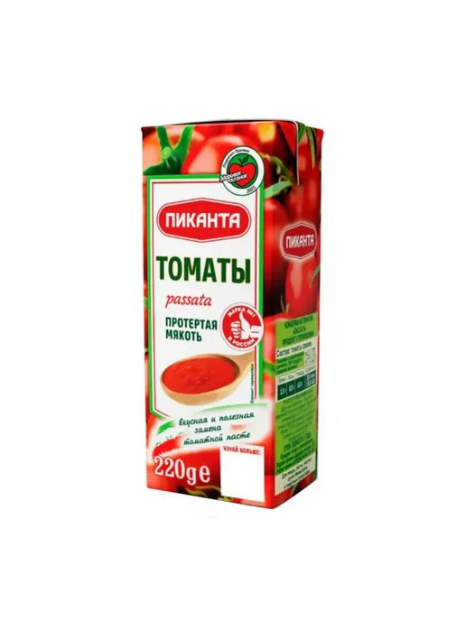 Пиканта Мякоть томатов протертая Passata, 220 г 3 уп, 220 г, в упаковке 710 г, фото 2