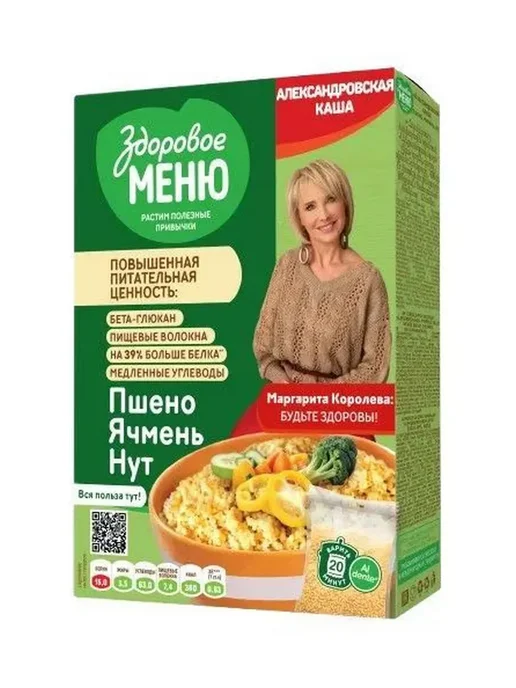 ЗДОРОВОЕ МЕНЮ Александровская каша пшено, ячмень, нут 400 г, 400 г