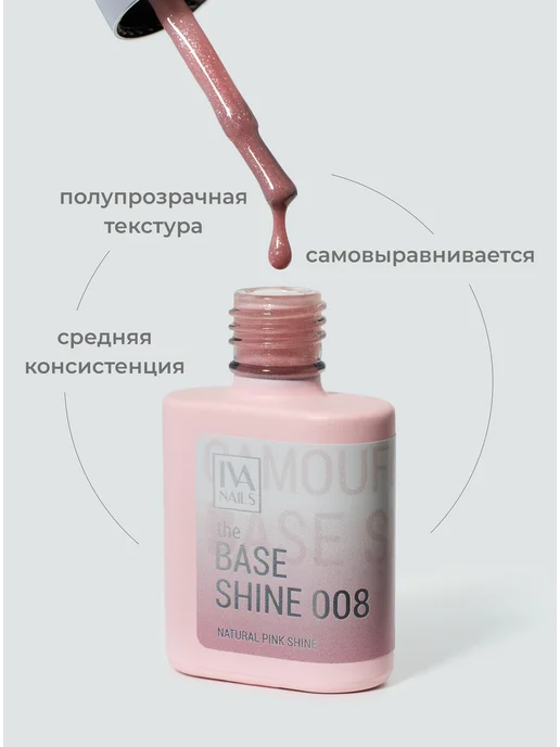 IVA nails Камуфлирующая база с шиммером и блестками для ногтей, 15 мл, 15 мл, фото 2