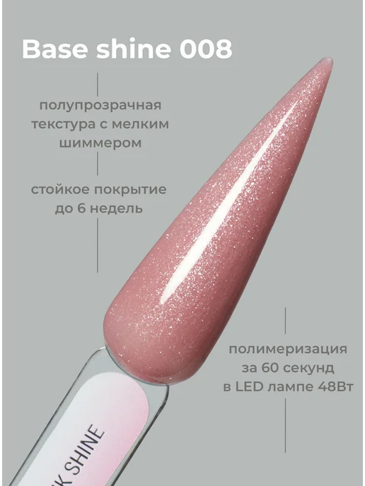 IVA nails Камуфлирующая база с шиммером и блестками для ногтей, 15 мл, 15 мл, фото 3
