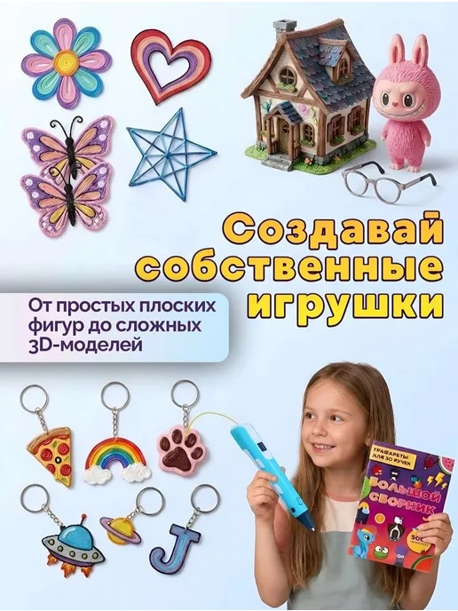 SIDHOME 3д ручка для девочек набор с пластиком 3D ручка, вариант, фото 5