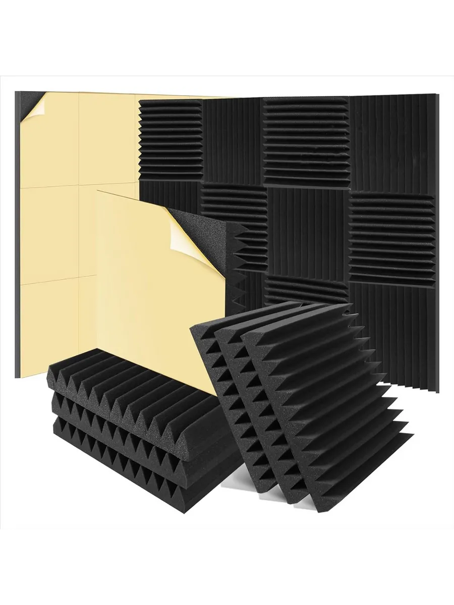 Sound Absorbing Panel Foam For Home Studios 50x50cm - Black