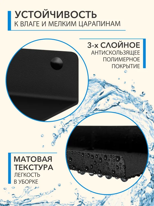 Alvente Полка на стену для кухни навесная железная черная 50 см, черный, фото 4