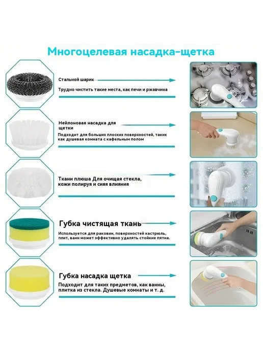 Электрическая щетка для уборки с насадками, вариант, фото 2