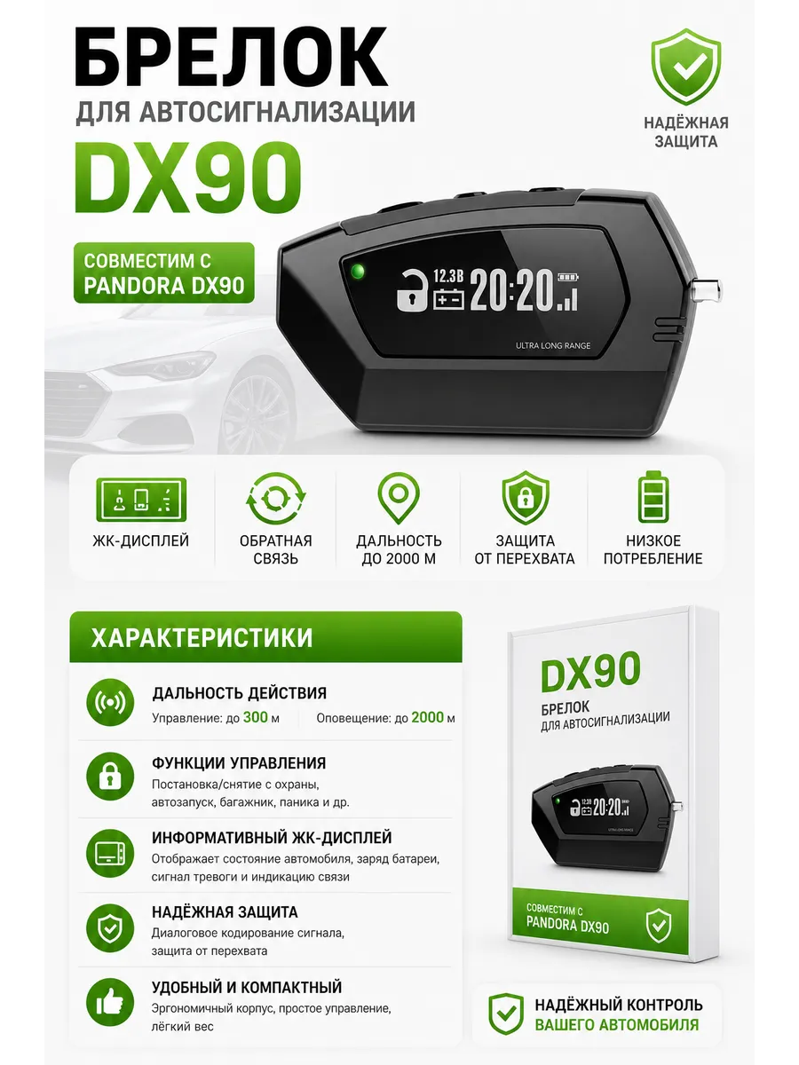 Брелок к автосигнализации DX90 (Совместим с Пандора DX90)