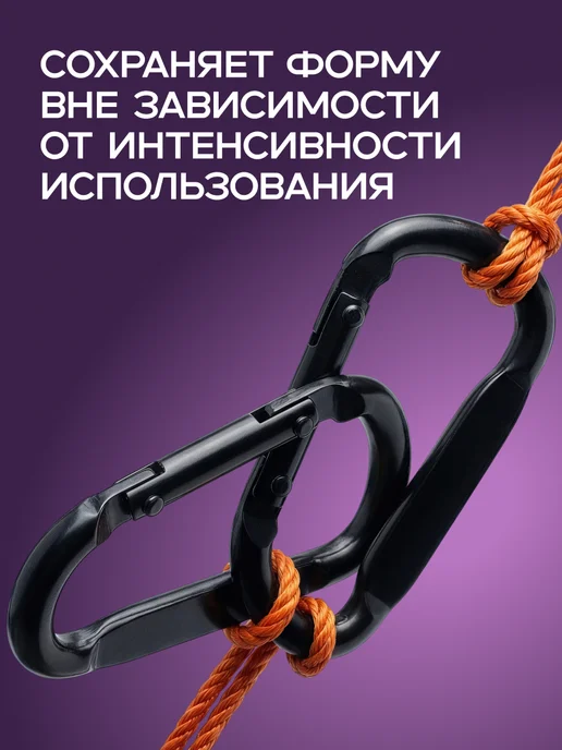 Карабины туристические металлические 2 шт по 6мм толщина, 2 шт, фото 5