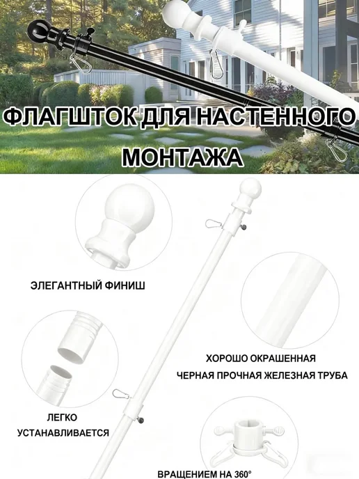 Крепление держатель для уличного флагштока флага настенный, 19 шт, фото 4
