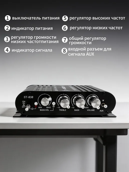 Усилитель звука для колонок домашний для сабвуфера, серый, фото 8