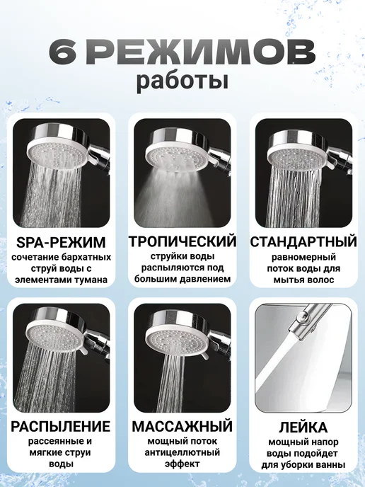 Лейка для душа со шлангом и держателем, серый, фото 2