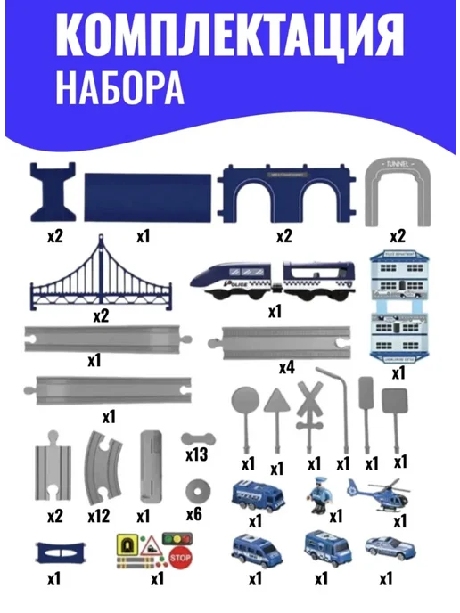 Игровая железная дорога с электропоездом, синий, фото 2