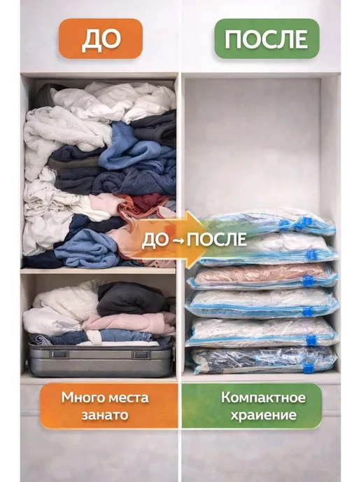 FloBek Набор вакуумных пакетов для хранения+насос, голубой, фото 2