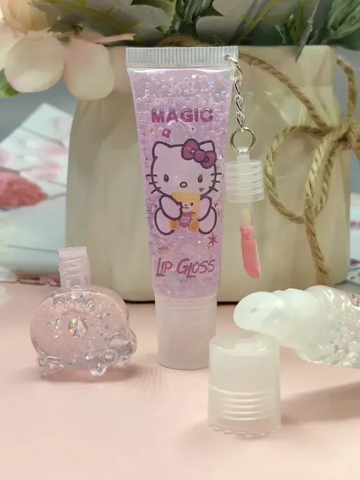 Блеск для губ с брелком HELLO KITTY, в ряду2в1, фиолетовый, фото 2