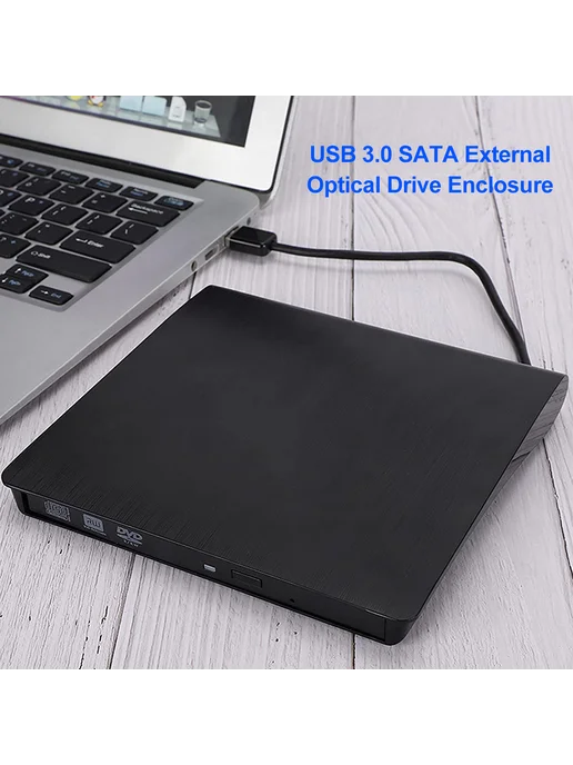 USB 3 0 SATA внешняя оптическая приставка DVD CD-RW черная, черный, фото 5