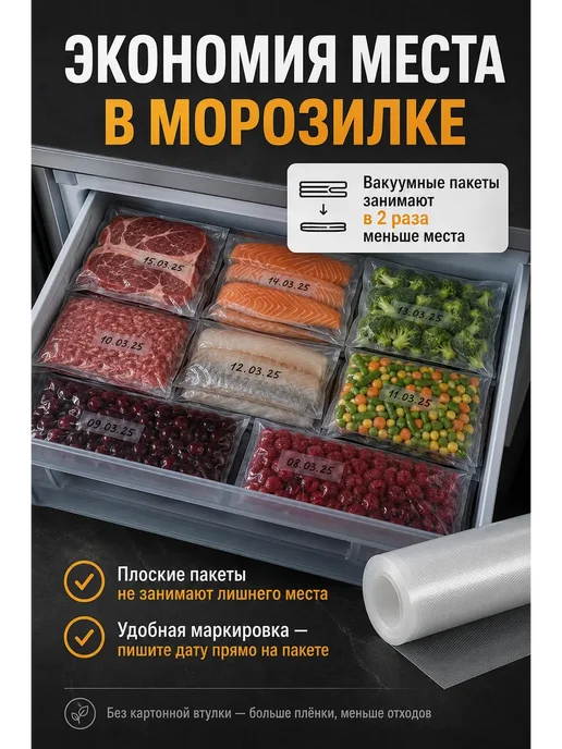 ГермесПак Пакеты для вакууматора рифленые 28х500 рулон 75мкм, 28x500, фото 8