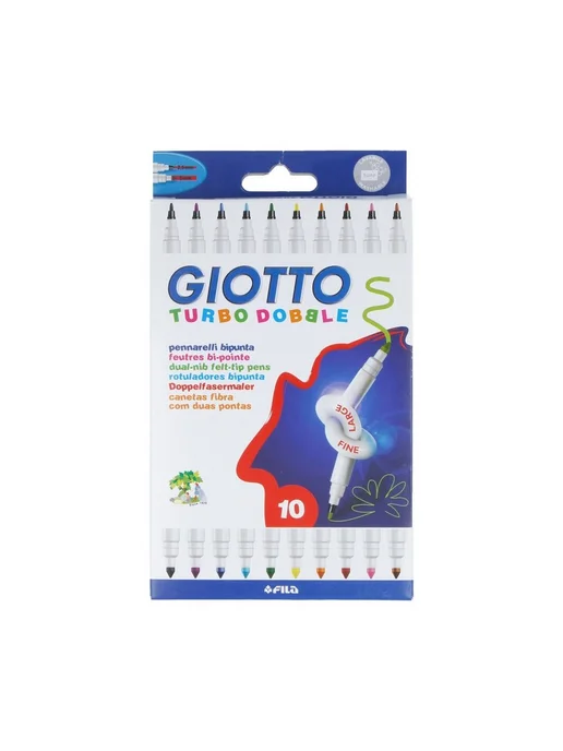 GIOTTO TURBO DOBBLE Фломастеры двусторонние 10 цв, синий, фото 2