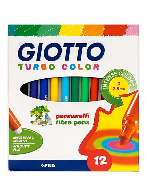 GIOTTO TURBO COLOR Набор фломастеров 12 цв, синий, фото 2