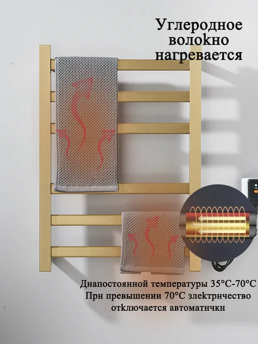 ououfaucet Полотенцесушитель электрический 43*60cm, желтый, фото 2