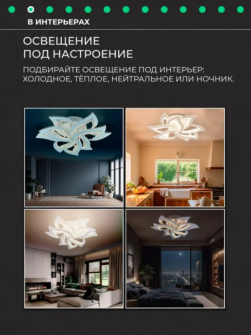 CBETЛO Люстра потолочная светодиодная на кухню в спальню для зала, белый, в упаковке 2,1 кг, фото 4