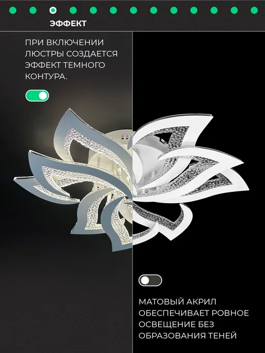 CBETЛO Люстра потолочная светодиодная на кухню в спальню для зала, белый, в упаковке 2,1 кг, фото 5
