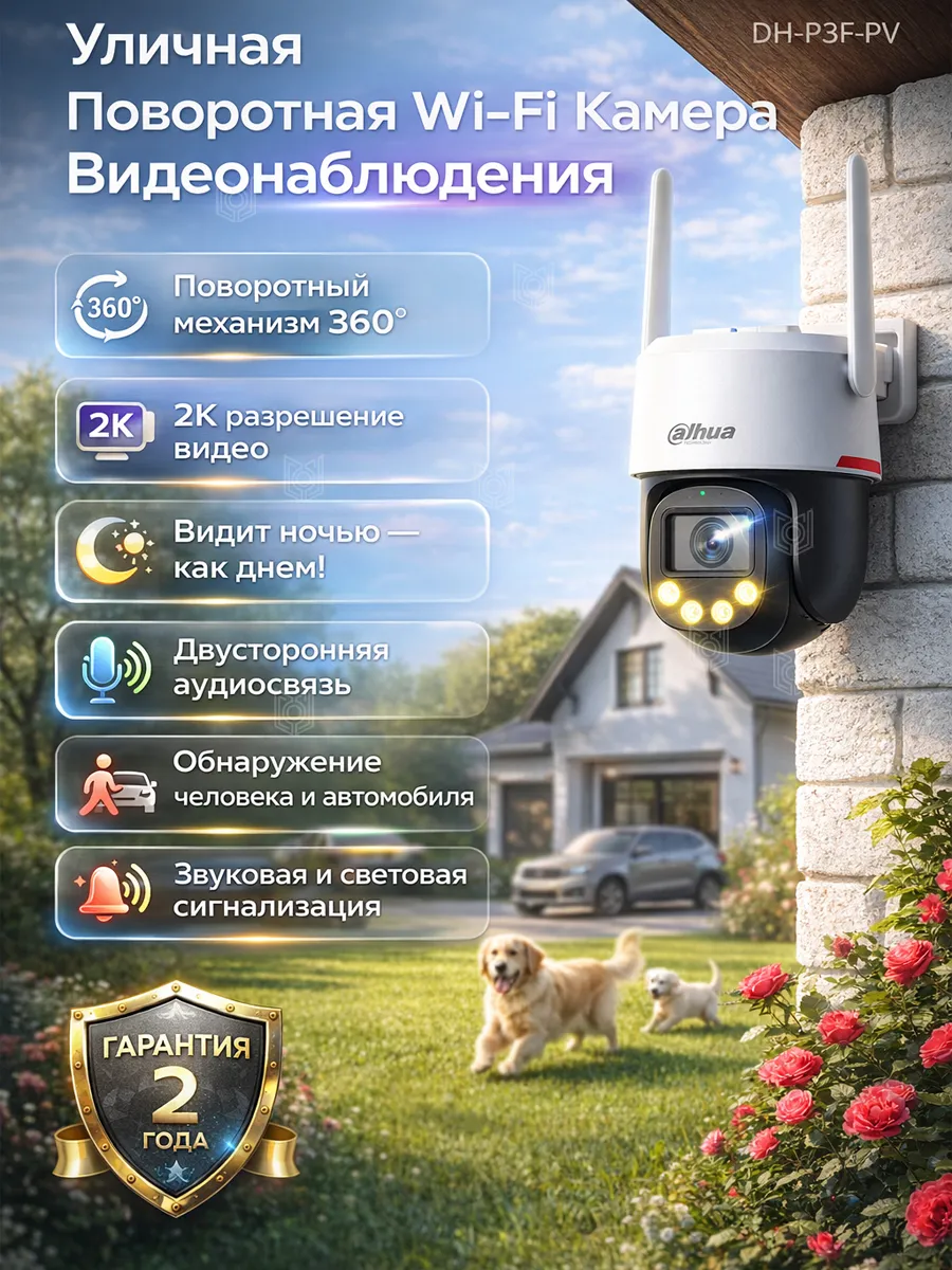 Камера видеонаблюдения уличная для дома WiFi с телефона 3Мп