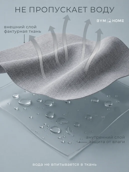 BYM Штора для ванной тканевая водоотталкивающая 200х200 см, 200x180 см, фото 4