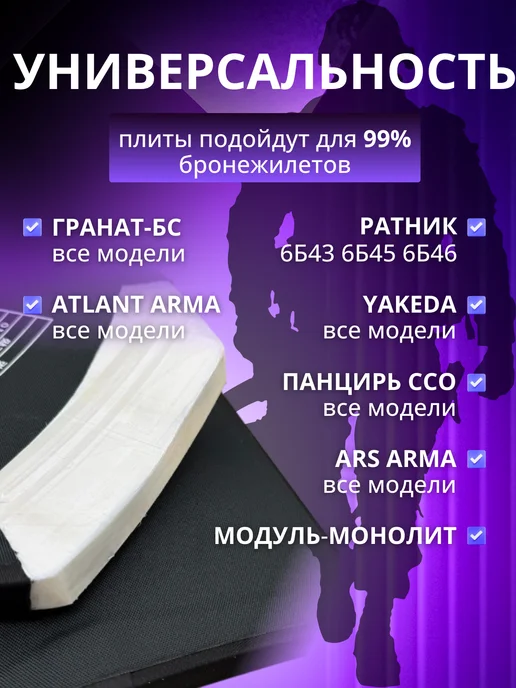 Бронеплиты БР3 СВМПЭ 2 шт 25х30 см для плитника, 25x30 см, 2 шт, фото 2