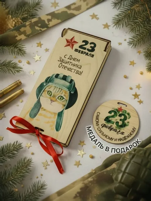 Клин Клином Открытка для денег Подарок на 23 февраля, бежевый, фото 4