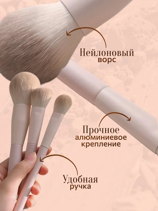 Misselision Набор кистей для макияжа с косметичкой, серый, фото 4