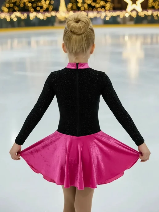 ALIERA Платье боди для фигурного катания, черный, фото 6