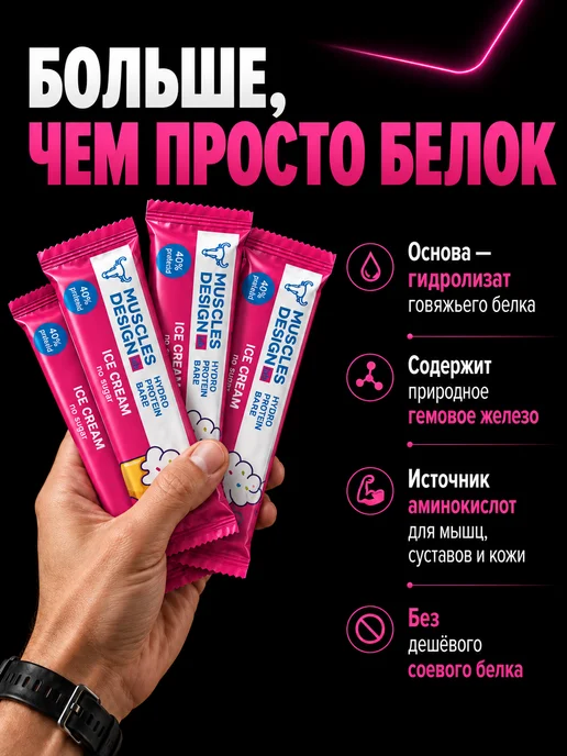 Muscles Design Lab Протеиновые батончики 12 штук 60 гр вкус "Мороженое", 60 г, фото 5