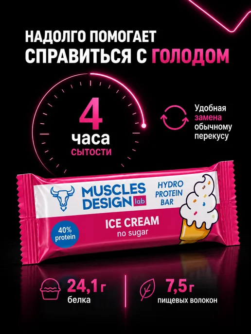 Muscles Design Lab Протеиновые батончики 12 штук 60 гр вкус "Мороженое", 60 г, фото 6