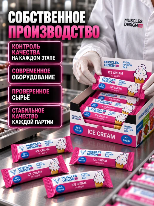 Muscles Design Lab Протеиновые батончики 12 штук 60 гр вкус "Мороженое", 60 г, фото 7