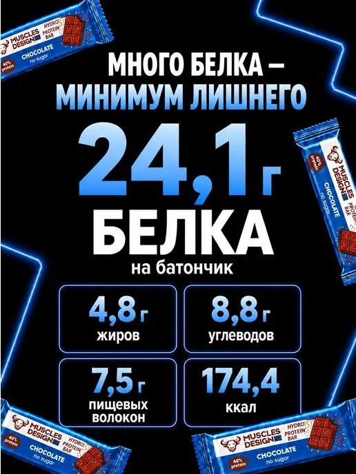 Muscles Design Lab Протеиновые батончики 12 штук 60 гр вкус "Шоколад", 60 г, фото 4