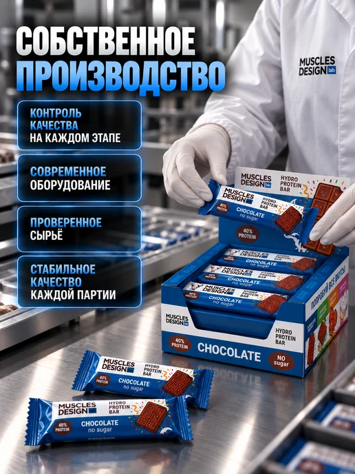 Muscles Design Lab Протеиновые батончики 12 штук 60 гр вкус "Шоколад", 60 г, фото 7