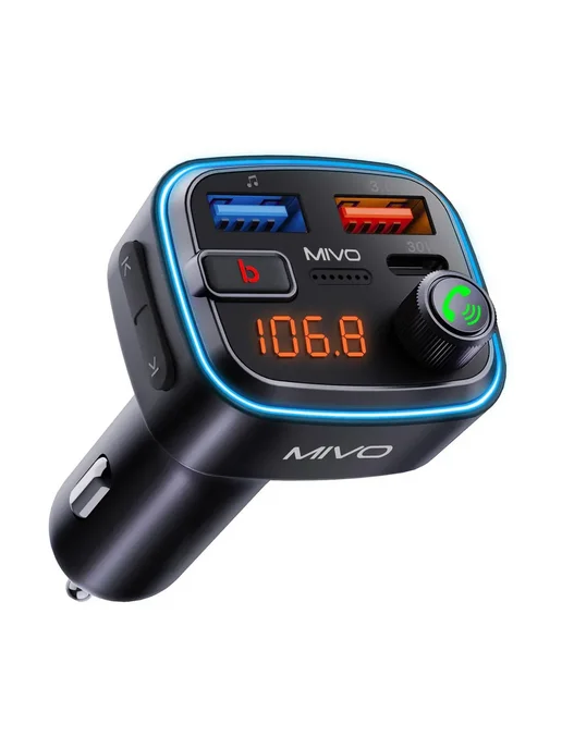 MIVO FM-трансмиттер, автомобильный модулятор, черный, фото 7
