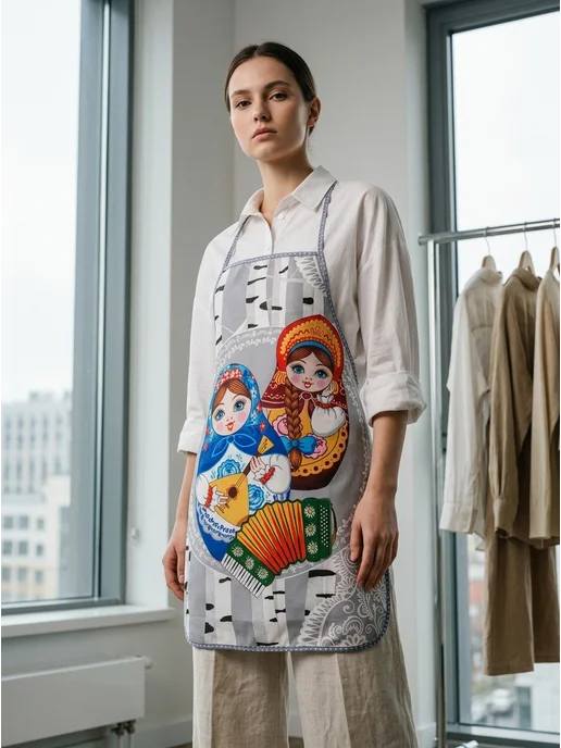 Рукавица Фартук кухонный рабочий для дома, белый, фото 2