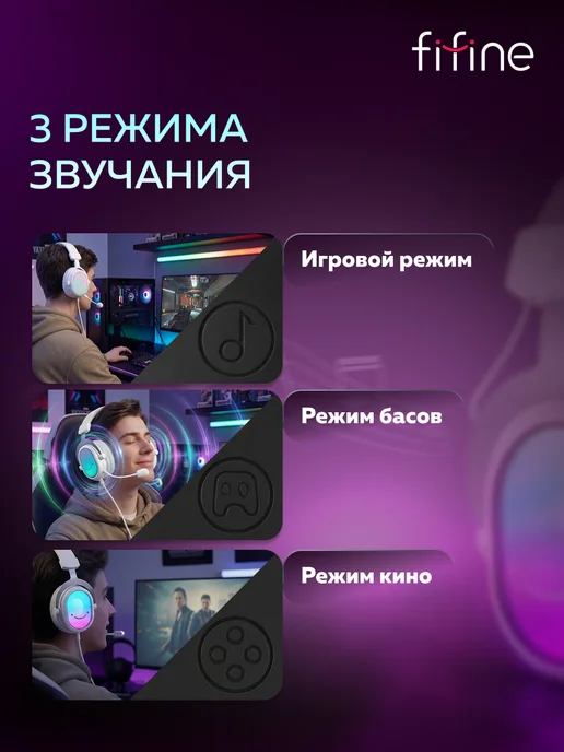 FIFINE Игровые наушники H16 Gaming Headsets, белый, фото 3