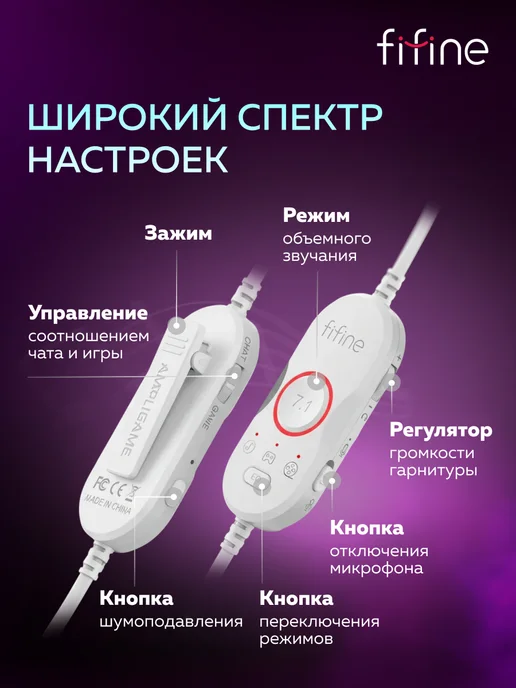 FIFINE Игровые наушники H16 Gaming Headsets, белый, фото 5