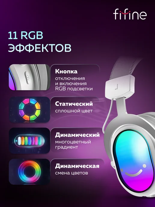 FIFINE Игровые наушники H16 Gaming Headsets, белый, фото 7