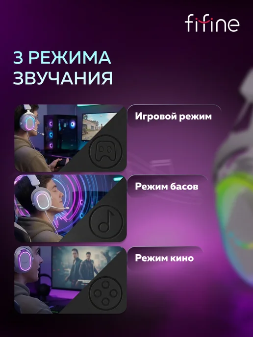 FIFINE Игровые наушники H13 Gaming Headsets, белый, фото 3