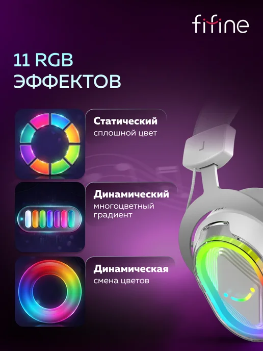 FIFINE Игровые наушники H13 Gaming Headsets, белый, фото 7
