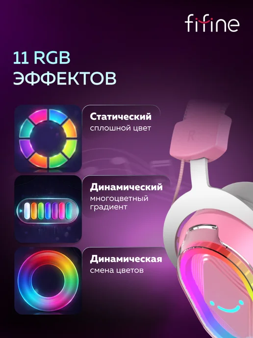 FIFINE Игровые наушники H13 Gaming Headsets, розовый, фото 7