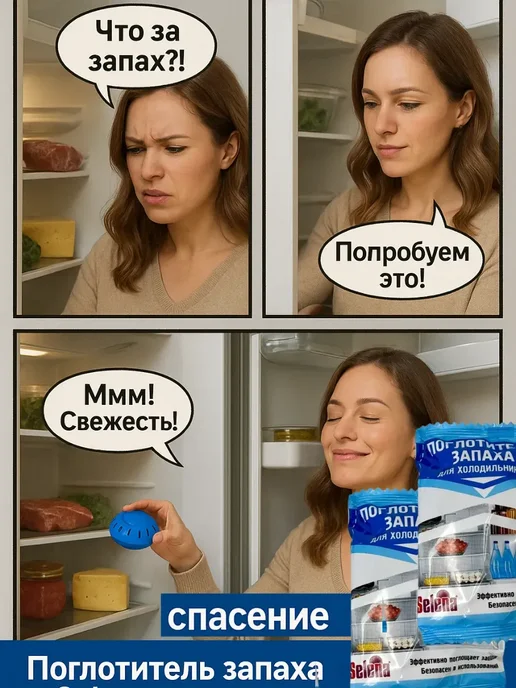 Q От запаха в холодильнике поглотитель 2 шт, 2 шт, фото 3