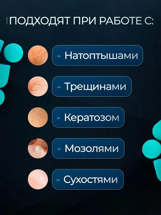 Набор профессиональных насадок для педикюра Алмазные колпач, вариант, фото 4